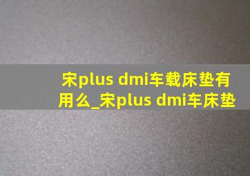 宋plus dmi车载床垫有用么_宋plus dmi车床垫